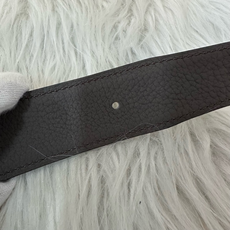 Hermes 黑灰雙面銀點H釦皮帶 95cm/32mm-11