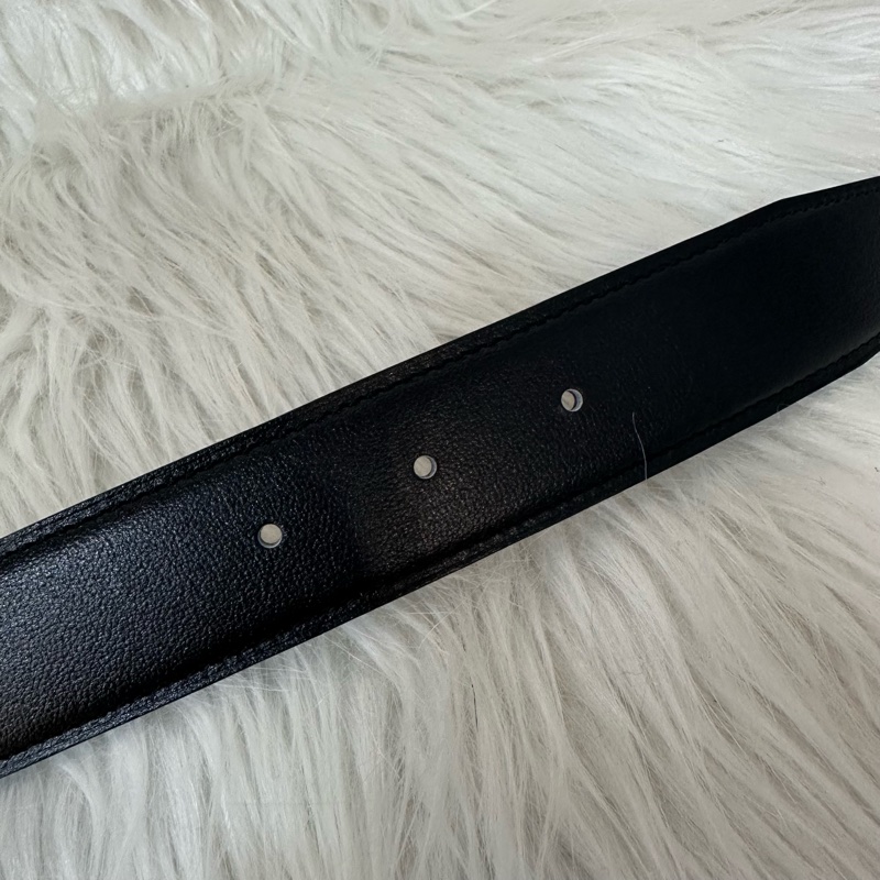 Hermes 黑灰雙面銀點H釦皮帶 95cm/32mm-12