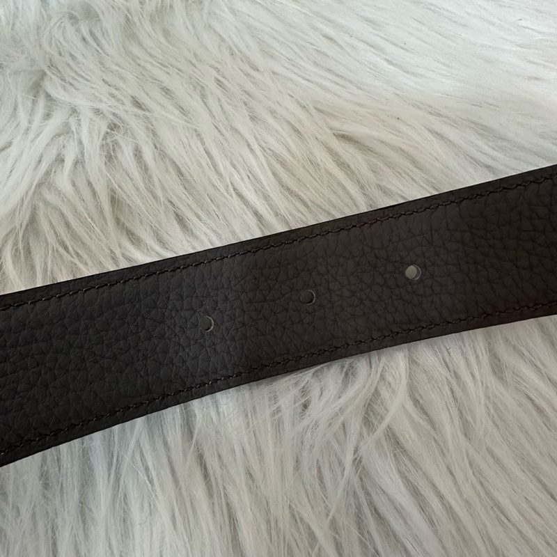 Hermes 黑灰雙面銀點H釦皮帶 95cm/32mm-13