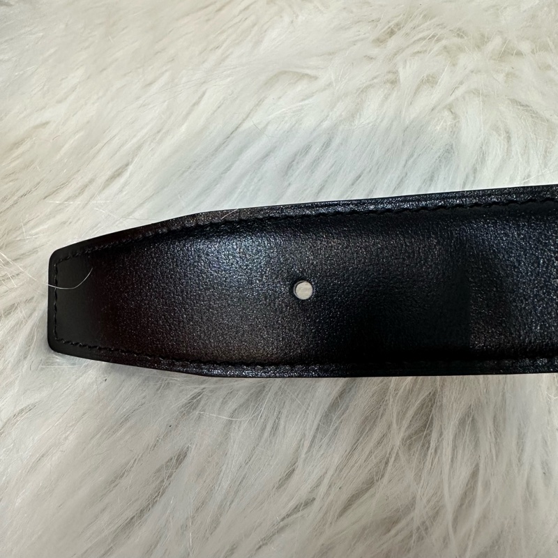 Hermes 黑灰雙面銀點H釦皮帶 95cm/32mm-15