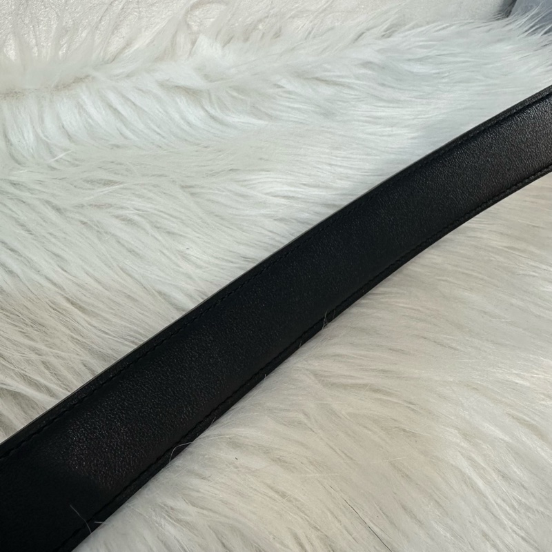 Hermes 黑灰雙面銀點H釦皮帶 95cm/32mm-17