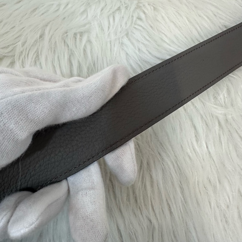 Hermes 黑灰雙面銀點H釦皮帶 95cm/32mm-19