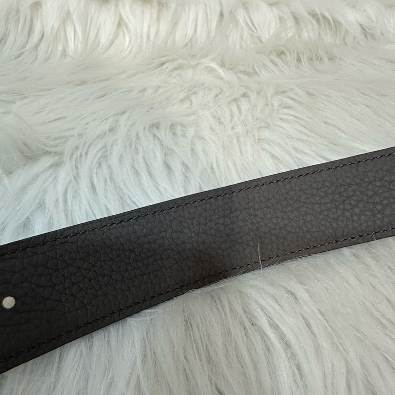 Hermes 黑灰雙面銀點H釦皮帶 95cm/32mm-20