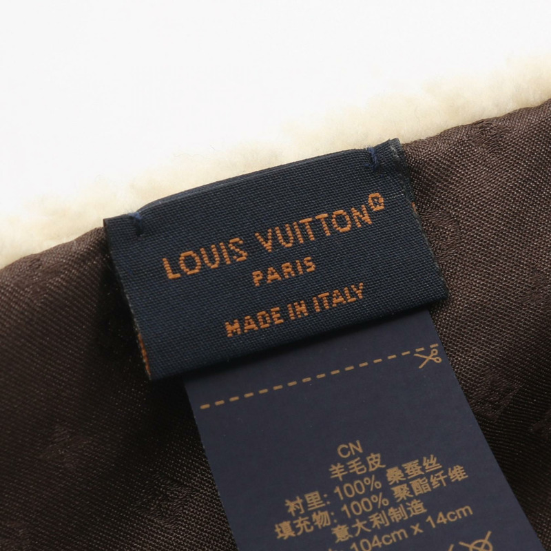 路易威登 Echarpe 滑雪圍巾 M79229 真絲剪絨 米棕色 二手 女士 LV-2