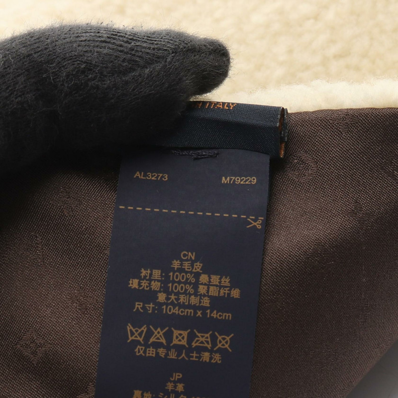 路易威登 Echarpe 滑雪圍巾 M79229 真絲剪絨 米棕色 二手 女士 LV-4