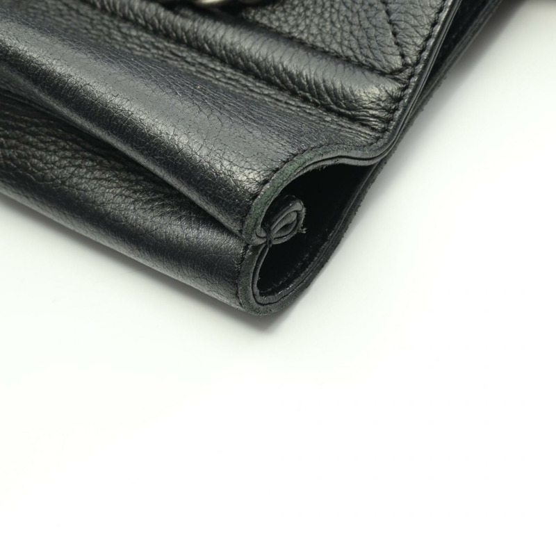 香奈兒 COCO 標誌鏈條肩背手提包，黑色皮革，二手，女士 CC Coco SHW-6