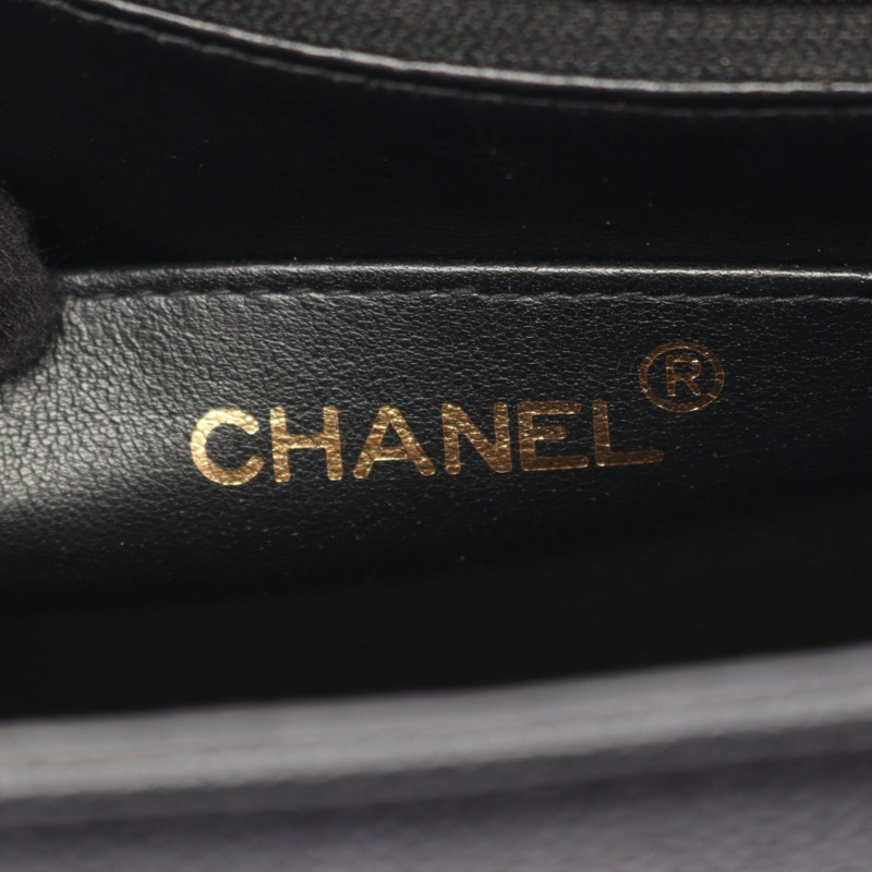 香奈兒 Mademoiselle 手提包，粒面小牛皮，黑色，金色五金，二手，女士 CC-3