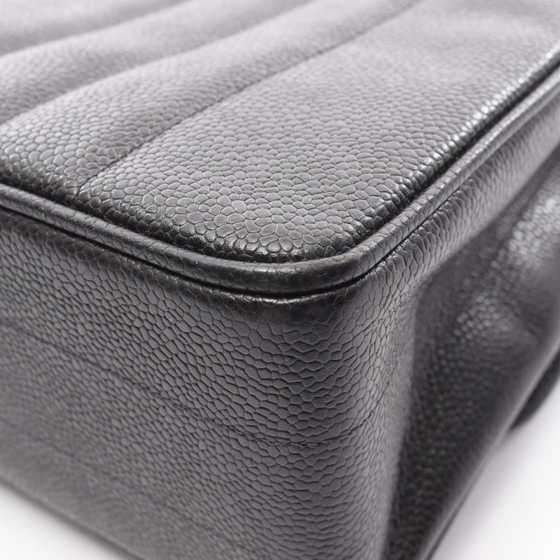 香奈兒 Mademoiselle 手提包，粒面小牛皮，黑色，金色五金，二手，女士 CC-8