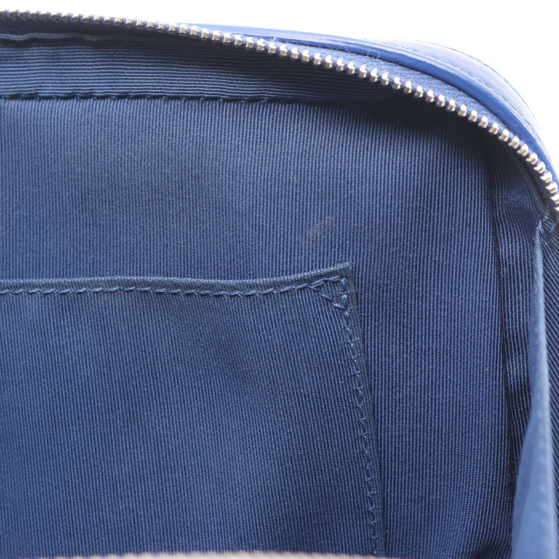 香奈兒半可可標誌絎縫鏈條肩背斜背包，藍色二手皮革-5