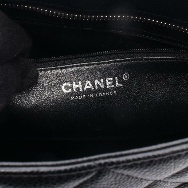 香奈兒 (CHANEL) Medallion 手提包，粒面小牛皮，黑色，銀色五金，二手，女士 CC-3
