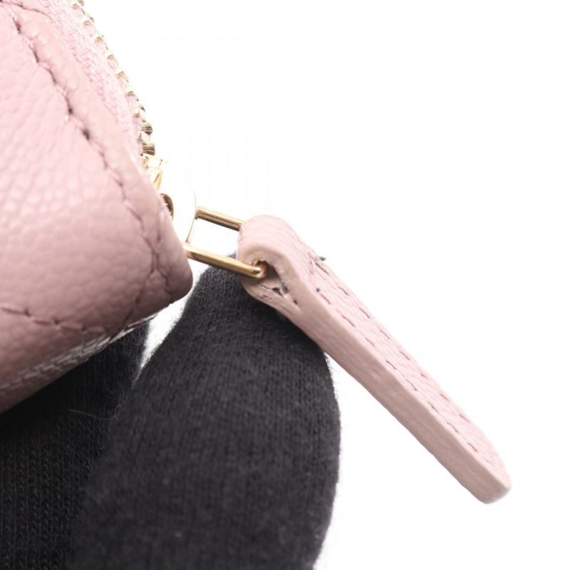 香奈兒 (CHANEL) 絎縫拉鍊皮夾 AP3999 粉紅皮革金五金 二手 CC-7