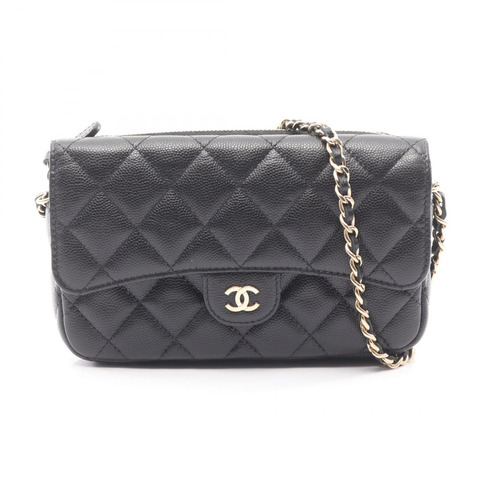 香奈兒 (CHANEL) 絎縫鏈條手機殼皮夾單肩斜背包 AP2096 皮革