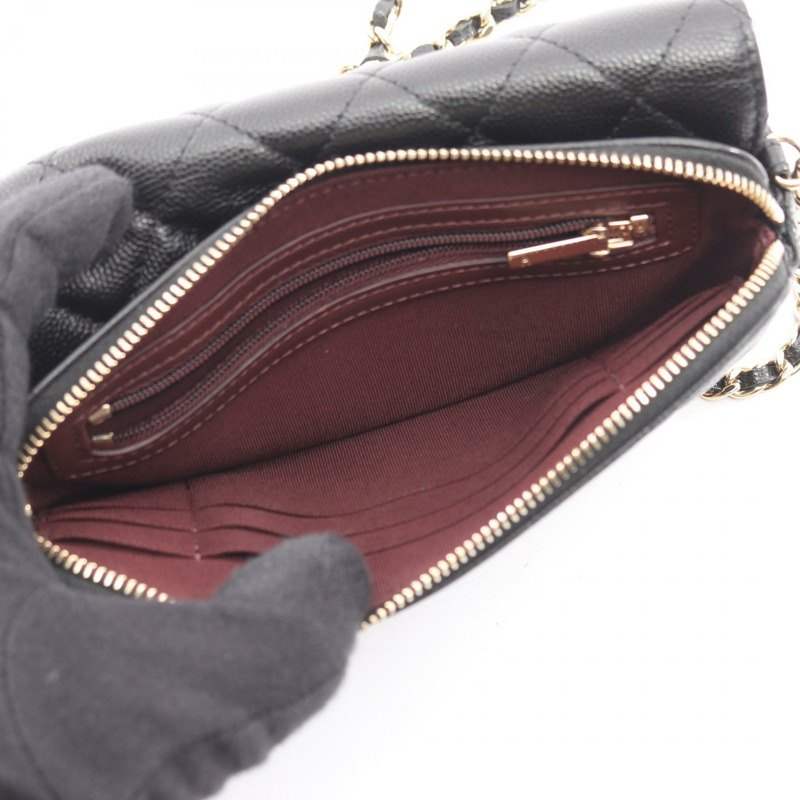 香奈兒 (CHANEL) 絎縫鏈條手機殼皮夾單肩斜背包 AP2096 皮革-2