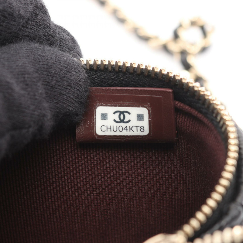 香奈兒 (CHANEL) 絎縫鏈條肩背斜背包，黑色皮革，金色五金，二手-4