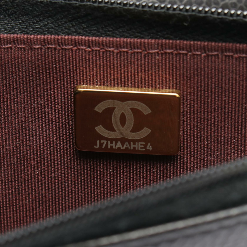 香奈兒 (CHANEL) Matelasse 鏈條肩背斜背包錢包 小牛皮 黑色 金色五金 二手-4