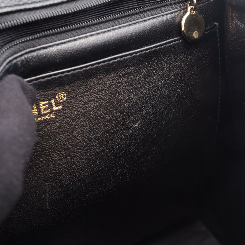 香奈兒 (CHANEL) Matelasse 手提包，粒面小牛皮，黑色，二手，女士，金色五金，CC Coco-6