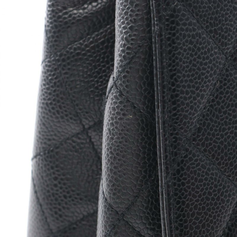 香奈兒 (CHANEL) Matelasse 手提包，粒面小牛皮，黑色，二手，女士，金色五金，CC Coco-12