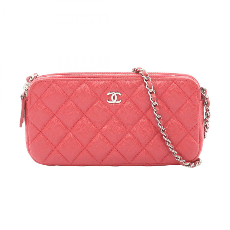 香奈兒 (CHANEL) Matelasse Chain Shoulder Crossbody Bag Wallet WOC leather Pink Used CC-0