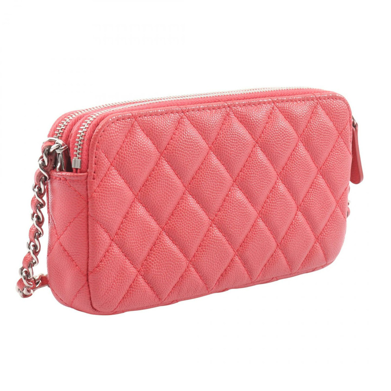 香奈兒 (CHANEL) Matelasse Chain Shoulder Crossbody Bag Wallet WOC leather Pink Used CC-1