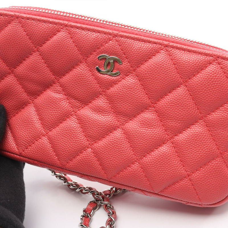 香奈兒 (CHANEL) Matelasse Chain Shoulder Crossbody Bag Wallet WOC leather Pink Used CC-7