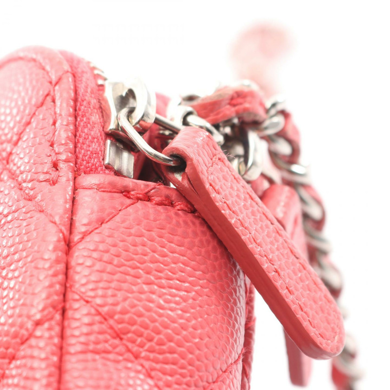 香奈兒 (CHANEL) Matelasse Chain Shoulder Crossbody Bag Wallet WOC leather Pink Used CC-10
