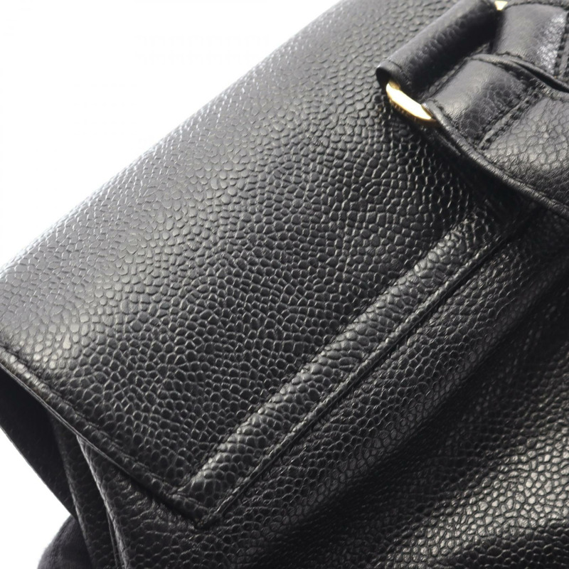 香奈兒 (CHANEL) Triple COCO Mark 雙肩包/背包，黑色皮革，二手，女士款，金色五金配件，CC-11