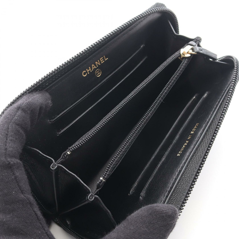 香奈兒 Boy Chanel 圓形拉鍊皮夾 A80566 黑色皮革 二手 女士 GHW CC Coco-2