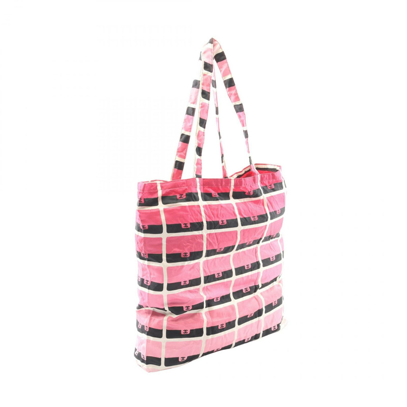 香奈兒 (CHANEL) 絎縫肩托特包 AP2095 皮革織物 粉紅色 黑色 二手 金色五金 CC-1