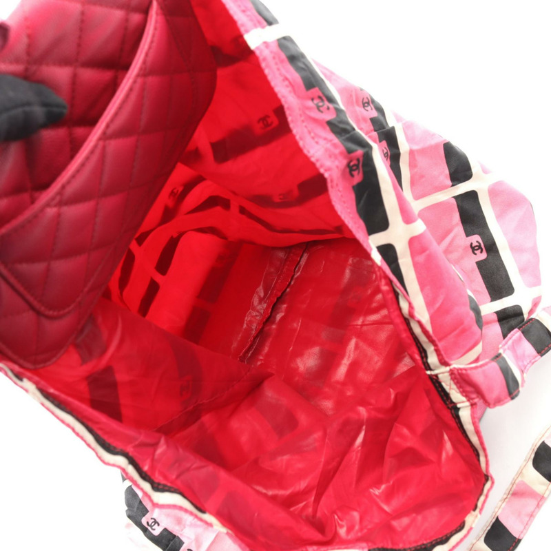 香奈兒 (CHANEL) 絎縫肩托特包 AP2095 皮革織物 粉紅色 黑色 二手 金色五金 CC-2