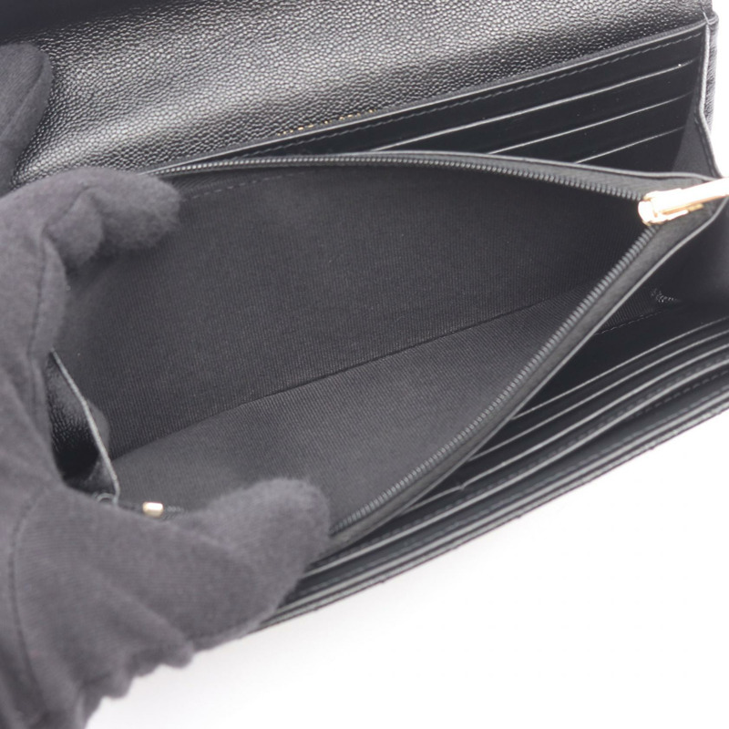 香奈兒 (CHANEL) Matelasse 雙折長錢包，小牛皮材質，黑色，金色五金，二手，女士 CC-3