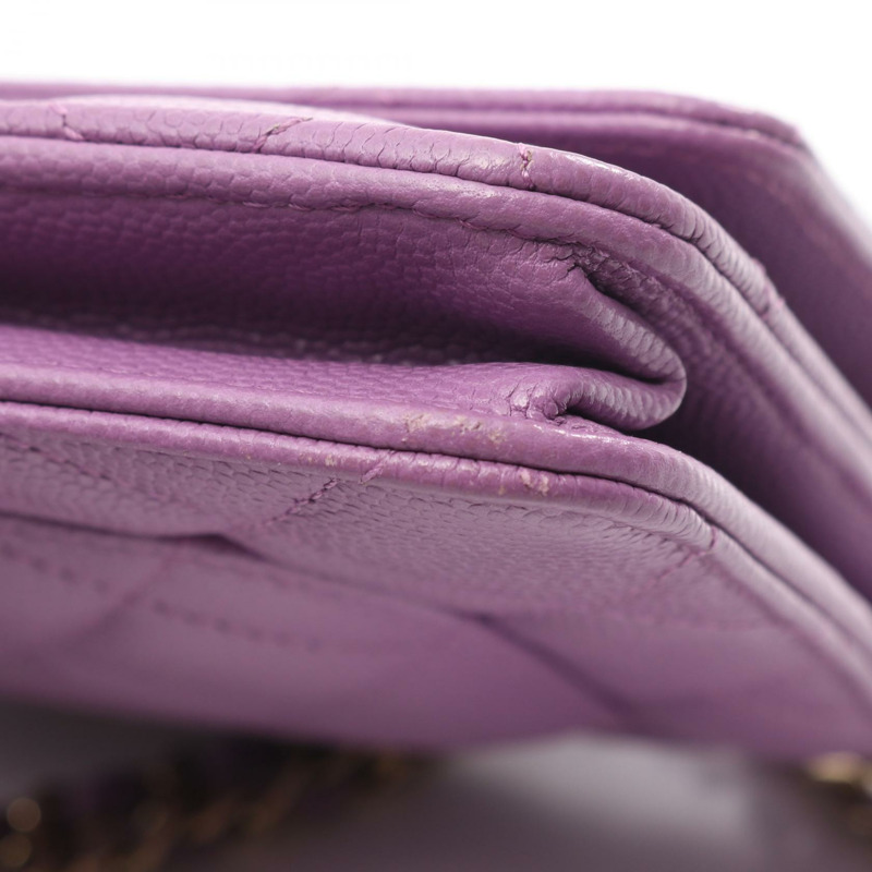 香奈兒 (CHANEL) 絎縫鏈條肩背斜背包皮夾 AP0250 紫色皮革二手-7