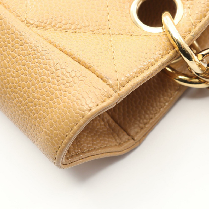 香奈兒 Matelasse PST 鏈條肩背手提包，粒面小牛皮，米色，金色五金，二手-7