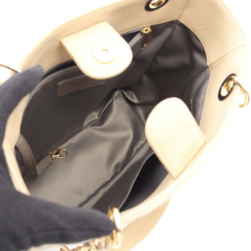 香奈兒 Matelasse PST 鏈條手提單肩包，粒面小牛皮，米色，金色五金，二手-2