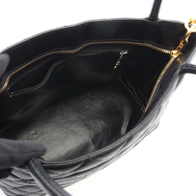 香奈兒 (CHANEL) Medallion 手提包，粒面小牛皮，黑色，金色五金，二手，女士 CC-2