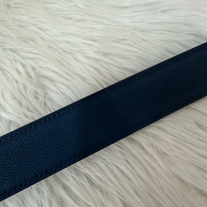 Hermes 黑籃銀質紋H釦皮帶 95cm/32mm-10