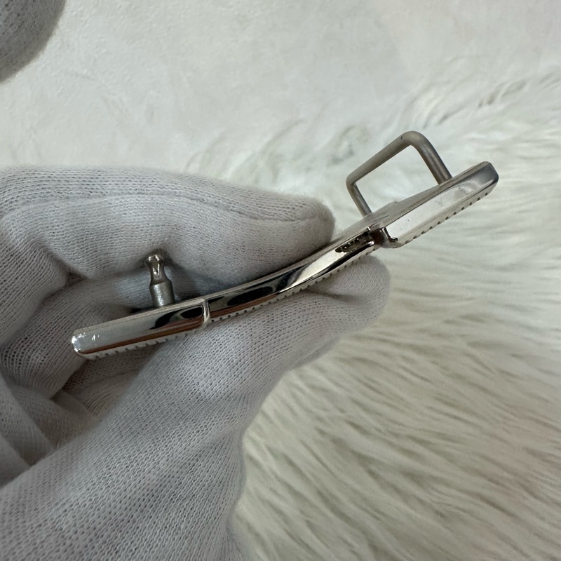 Hermes 黑籃銀質紋H釦皮帶 95cm/32mm-14