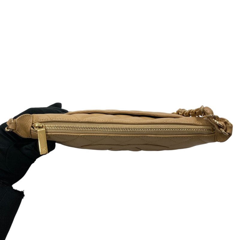 CHANEL 香奈兒 A22476 Pre-Owned 2003 CC 荔枝牛皮 肩背包 奶茶色 金釦-6