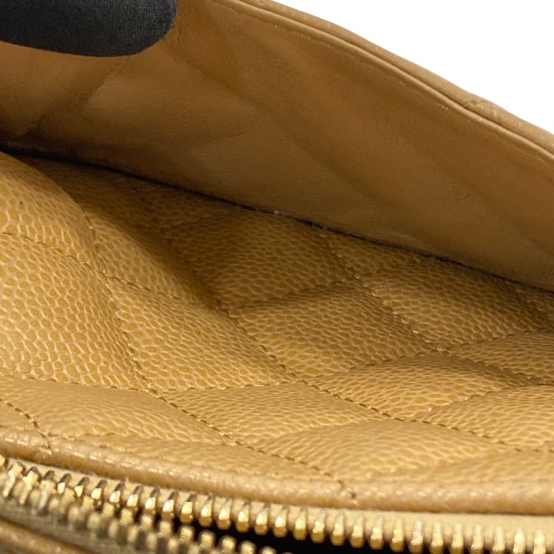 CHANEL 香奈兒 A22476 Pre-Owned 2003 CC 荔枝牛皮 肩背包 奶茶色 金釦-9