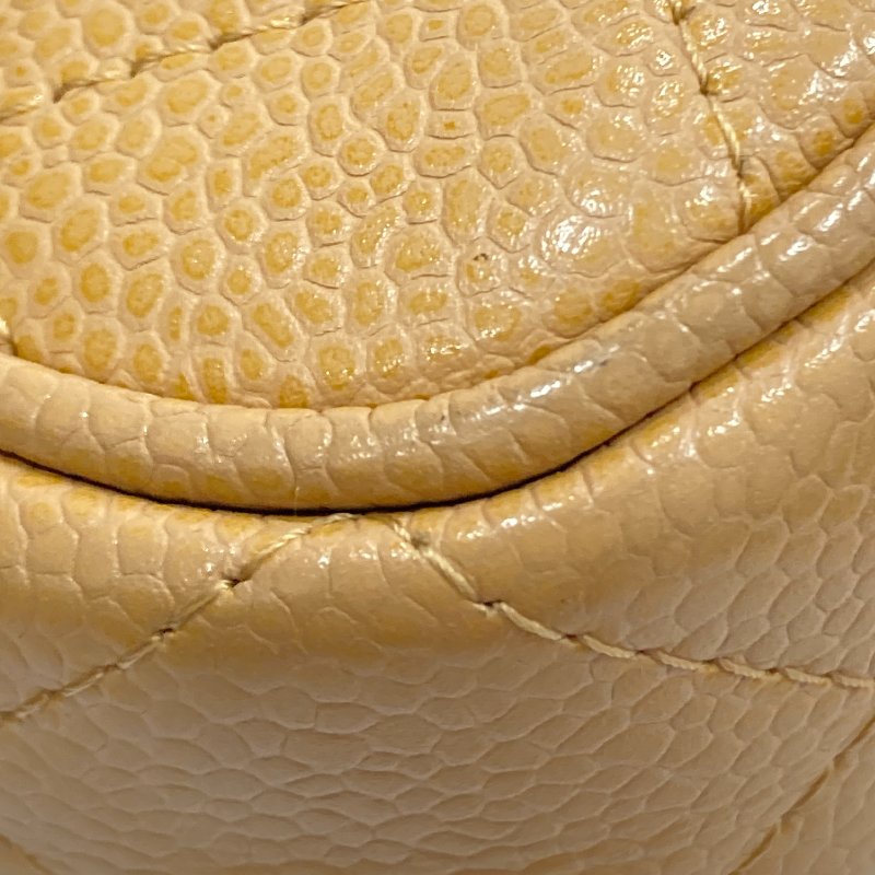 CHANEL 香奈兒 A22476 Pre-Owned 2003 CC 荔枝牛皮 肩背包 奶茶色 金釦-10