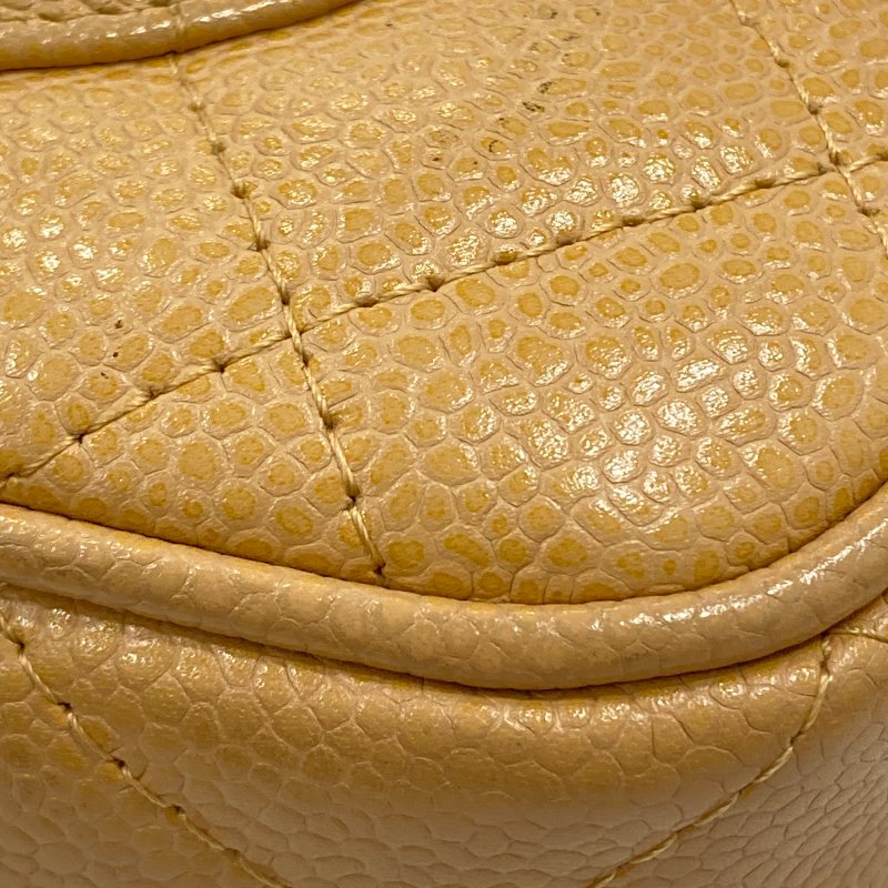 CHANEL 香奈兒 A22476 Pre-Owned 2003 CC 荔枝牛皮 肩背包 奶茶色 金釦-11