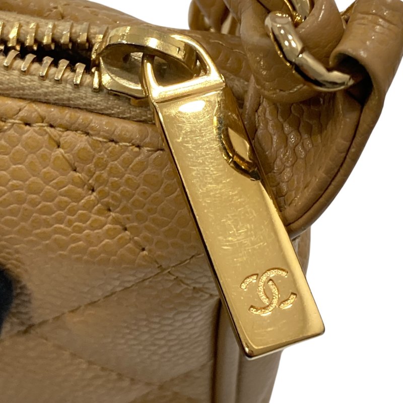 CHANEL 香奈兒 A22476 Pre-Owned 2003 CC 荔枝牛皮 肩背包 奶茶色 金釦-16