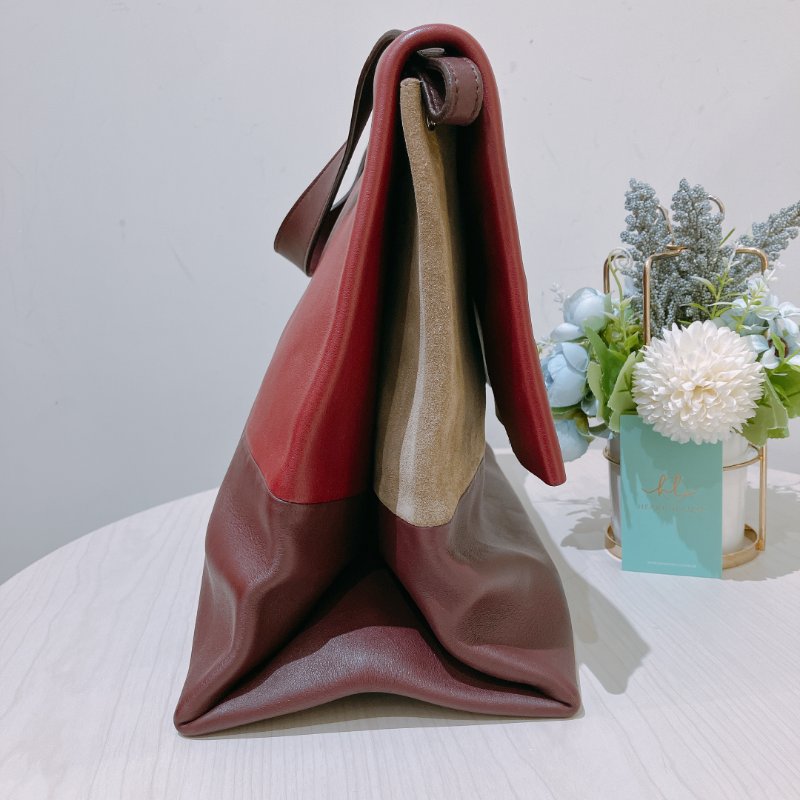 TK1942 Celine 思琳單肩包包All Soft Tote Bag Calfskin Wine Red-13