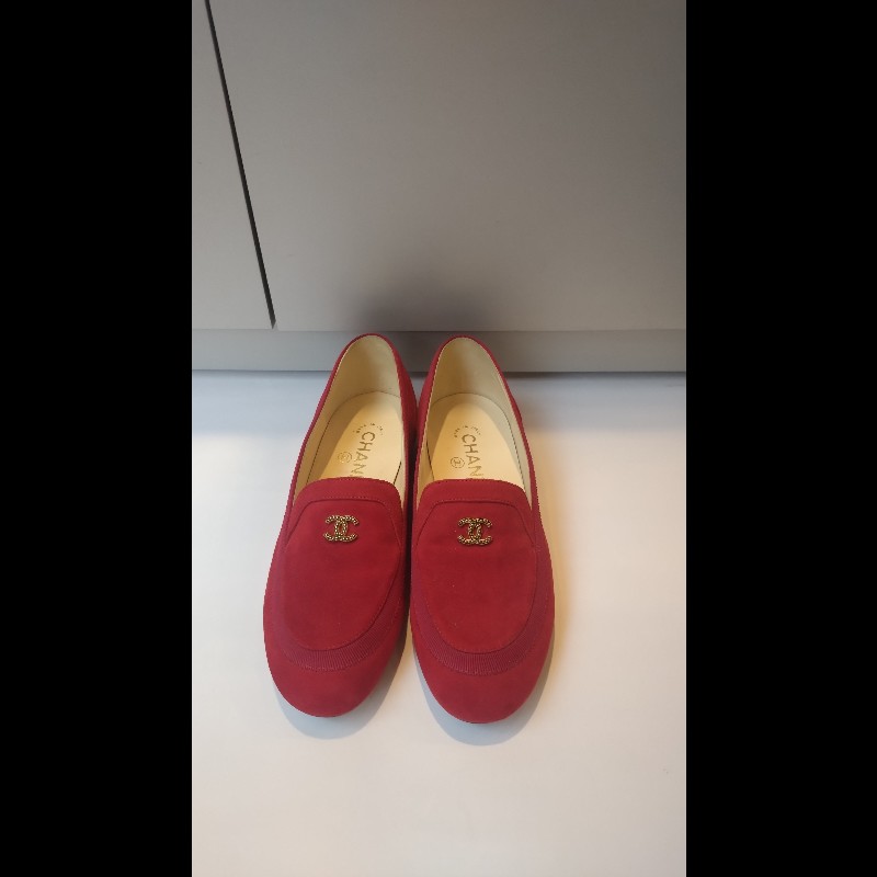 Chanel 紅麂皮女平底鞋-3