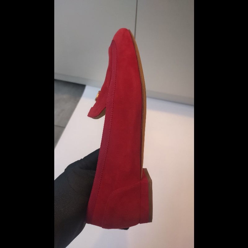 Chanel 紅麂皮女平底鞋-9