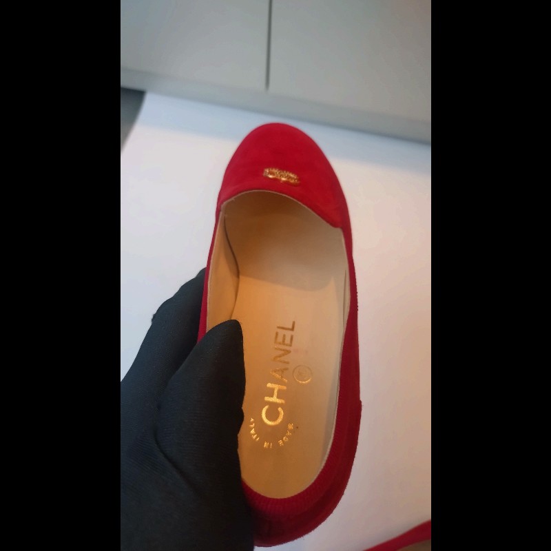 Chanel 紅麂皮女平底鞋-11