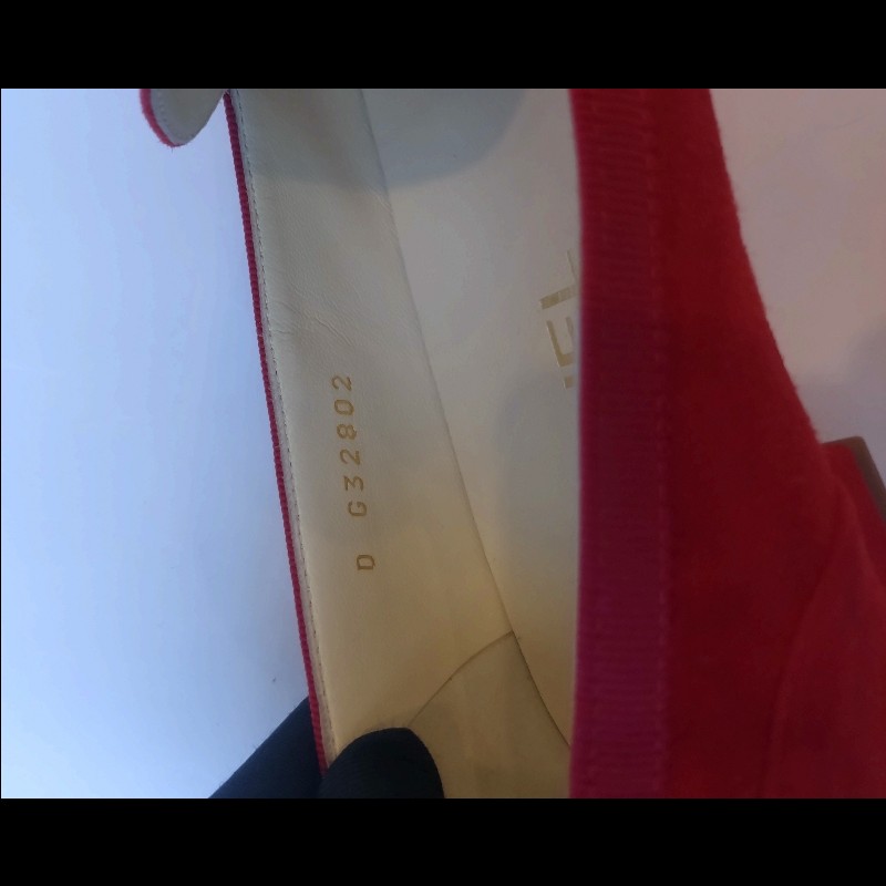 Chanel 紅麂皮女平底鞋-15