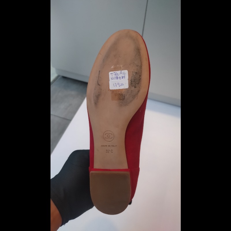 Chanel 紅麂皮女平底鞋-18