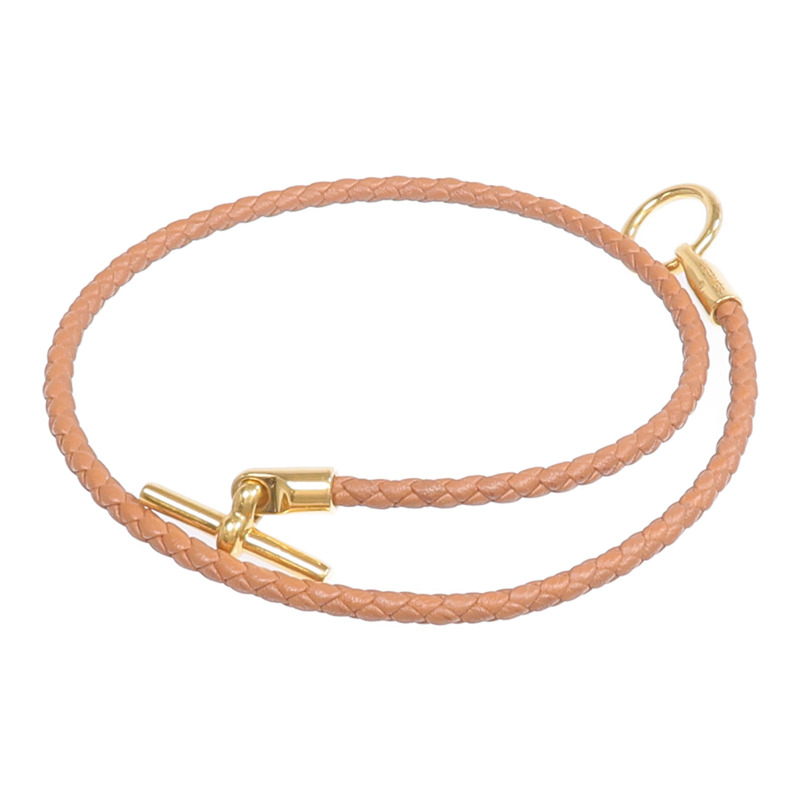 HERMES Swift皮革Glenan Double Tour Bracelet金扣手帶Gold-6