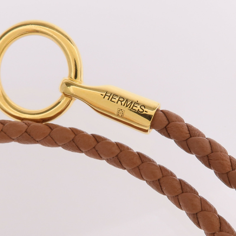 HERMES Swift皮革Glenan Double Tour Bracelet金扣手帶Gold-7