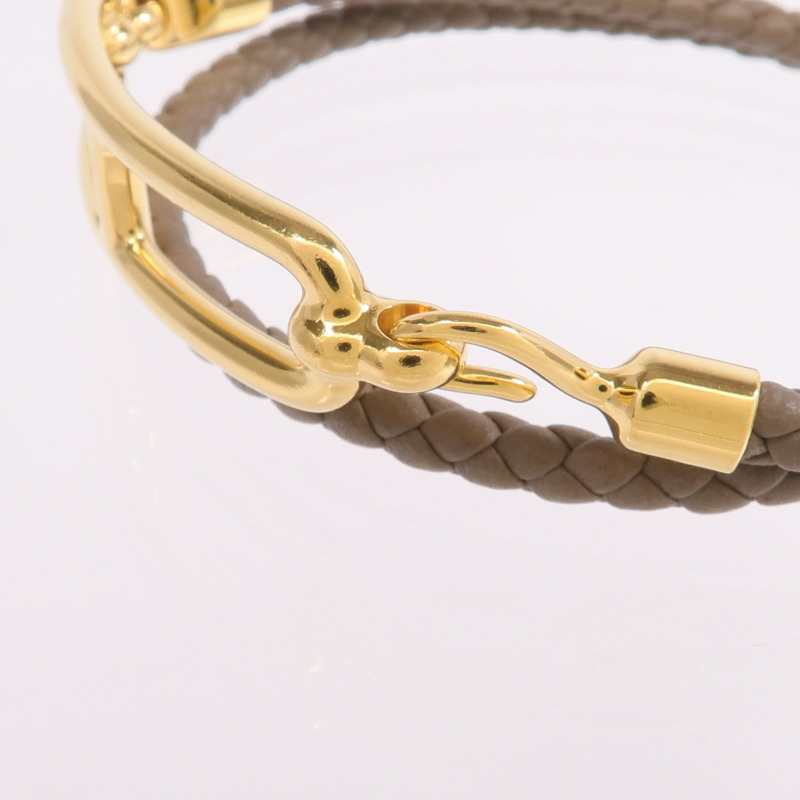 HERMES Swift皮革Roulis Double Tour Bracelet金扣手帶Etoupe-4
